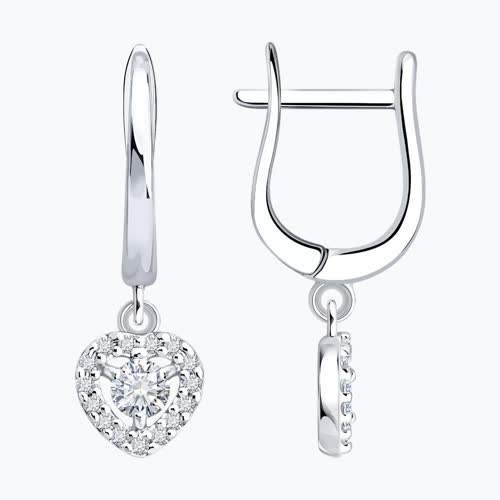 Серьги из серебра с бриллиантами выращенными