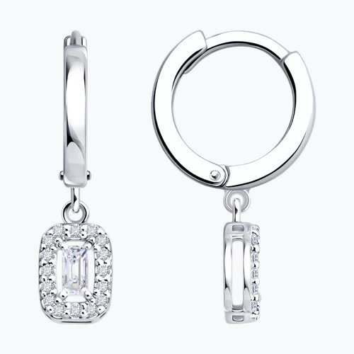 Серьги из серебра с бриллиантами выращенными - видео на модели