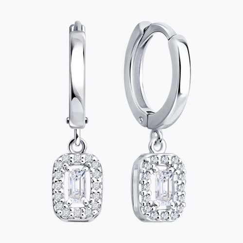 Серьги из серебра с бриллиантами выращенными из серебро — вид 2