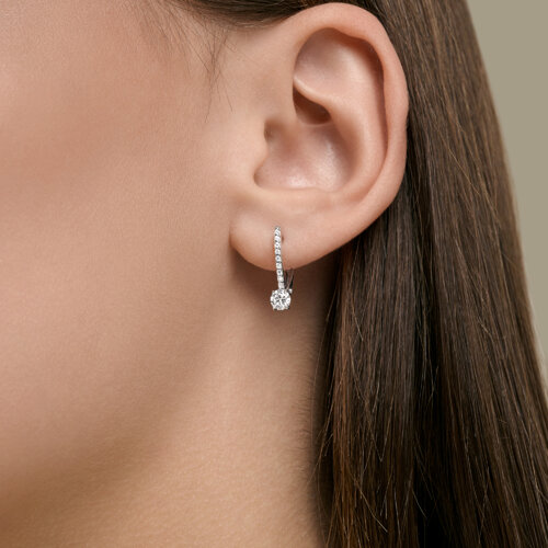 Серьги из серебра с бриллиантами выращенными из родированное серебро — вид 2