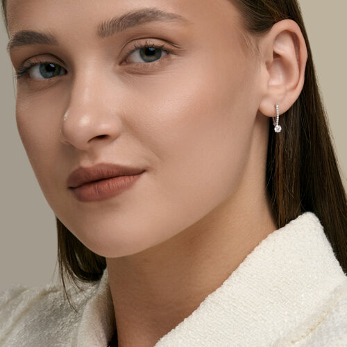 Серьги из серебра с бриллиантами выращенными из родированное серебро — вид 3