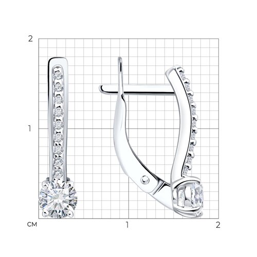 Серьги из серебра с бриллиантами выращенными из родированное серебро — вид 4