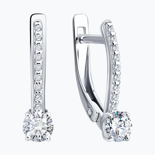 Серьги из серебра с бриллиантами выращенными из родированное серебро — вид 5