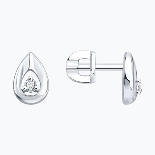 Серьги из серебра с бриллиантами выращенными