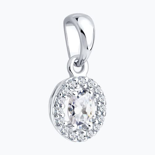 Подвеска из серебра с бриллиантами выращенными - видео на модели