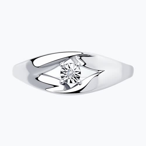 Кольцо из серебра с бриллиантом из серебро — вид 2