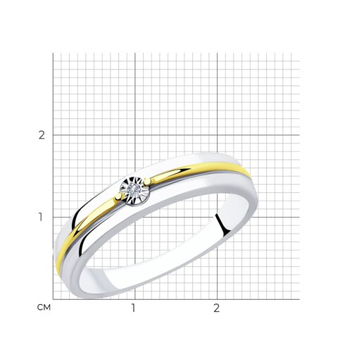 Кольцо из золочёного серебра с бриллиантом из серебро — вид 4