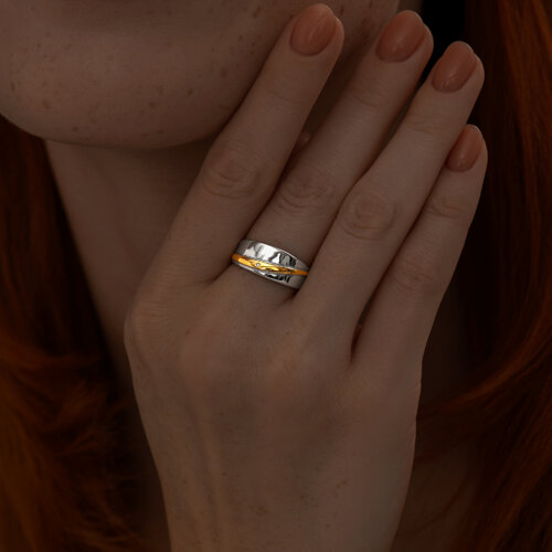 Кольцо из золочёного серебра с бриллиантом из серебро — вид 4