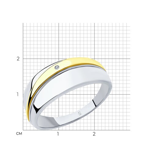 Кольцо из золочёного серебра с бриллиантом из серебро — вид 6