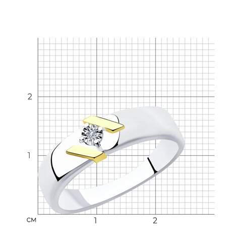 Кольцо из золочёного серебра с бриллиантом из серебро — вид 6