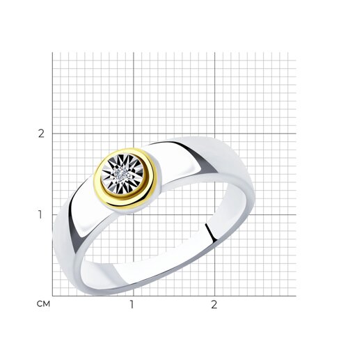 Кольцо из золочёного серебра с бриллиантом из серебро — вид 4