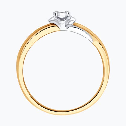 Кольцо из золочёного серебра с бриллиантом из серебро — вид 3