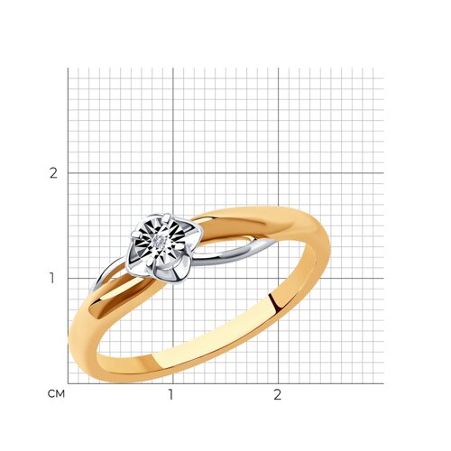 Кольцо из золочёного серебра с бриллиантом из серебро — вид 5