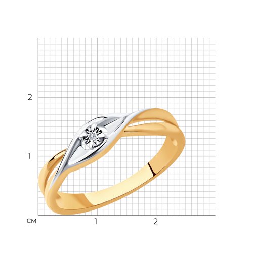 Кольцо из золочёного серебра с бриллиантом из серебро — вид 6