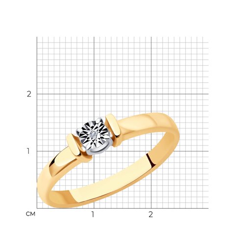 Кольцо из золочёного серебра с бриллиантом из серебро — вид 5