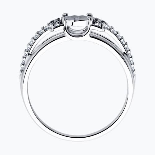 Кольцо из серебра с бриллиантом и фианитами из серебро — вид 2