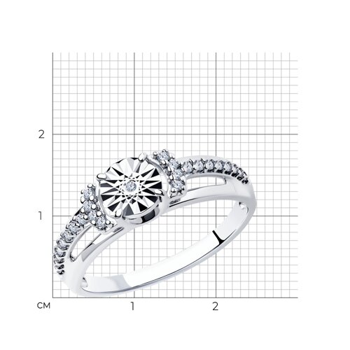 Кольцо из серебра с бриллиантом и фианитами из серебро — вид 5