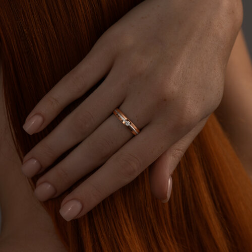 Кольцо из золочёного серебра с бриллиантом из серебро — вид 2