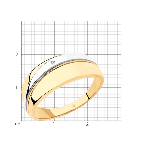 Кольцо из золочёного серебра с бриллиантом из серебро — вид 5