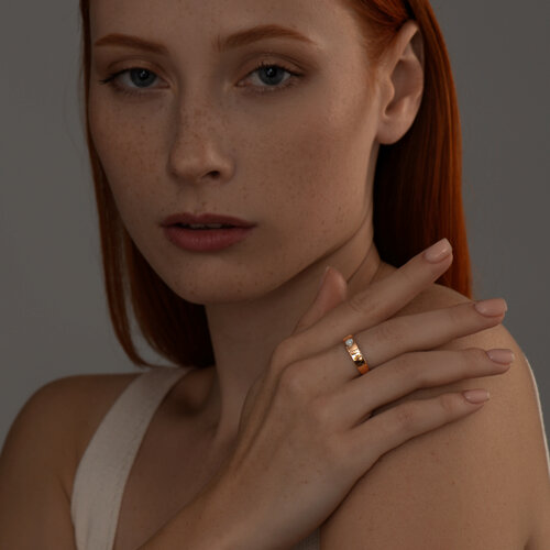 Кольцо из золочёного серебра с бриллиантом из серебро — вид 5