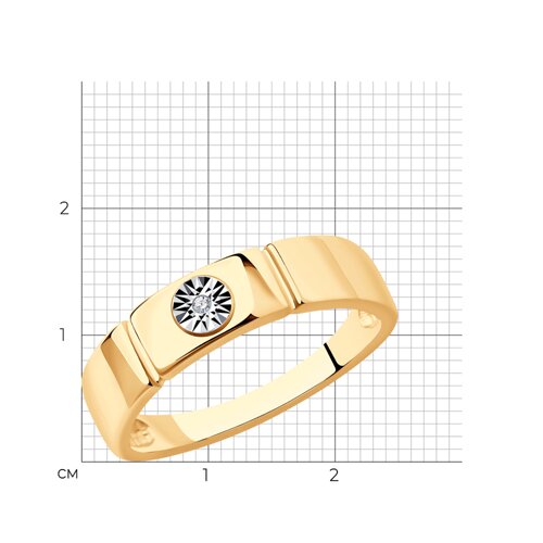 Кольцо из золочёного серебра с бриллиантом из серебро — вид 6