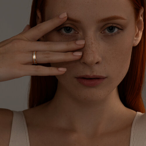 Обручальное кольцо из золочёного серебра с бриллиантами из серебро — вид 5