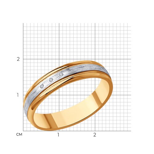 Обручальное кольцо из золочёного серебра с бриллиантами из серебро — вид 6