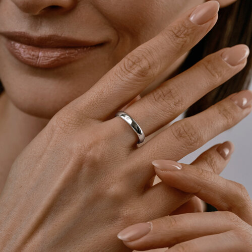 Обручальное кольцо из серебра с бриллиантом из серебро — вид 4