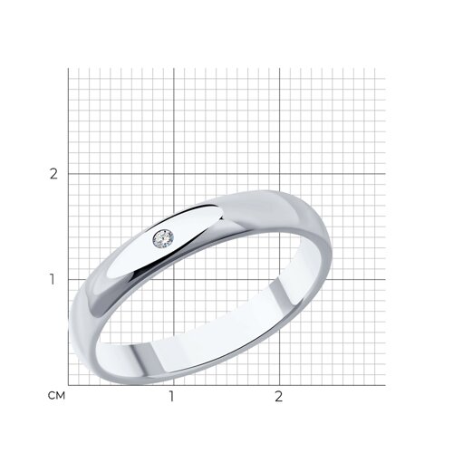 Обручальное кольцо из серебра с бриллиантом из серебро — вид 6