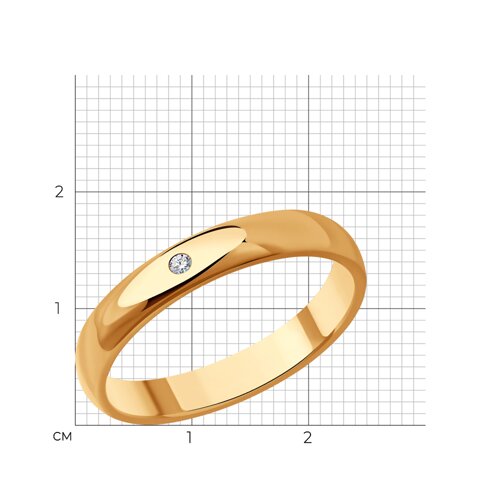 Обручальное кольцо из золочёного серебра с бриллиантом из серебро — вид 5