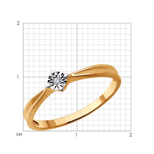 Кольцо из золочёного серебра с бриллиантом из серебро — вид 5