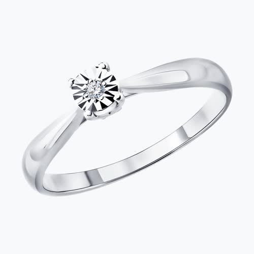 Кольцо из серебра с бриллиантом из родированное серебро