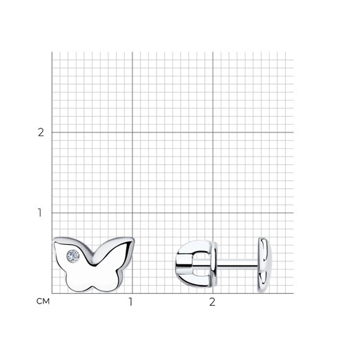 Серьги-пусеты из серебра с бриллиантами из серебро — вид 5