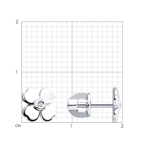 Серьги-пусеты клевер из серебра с бриллиантами из серебро — вид 5