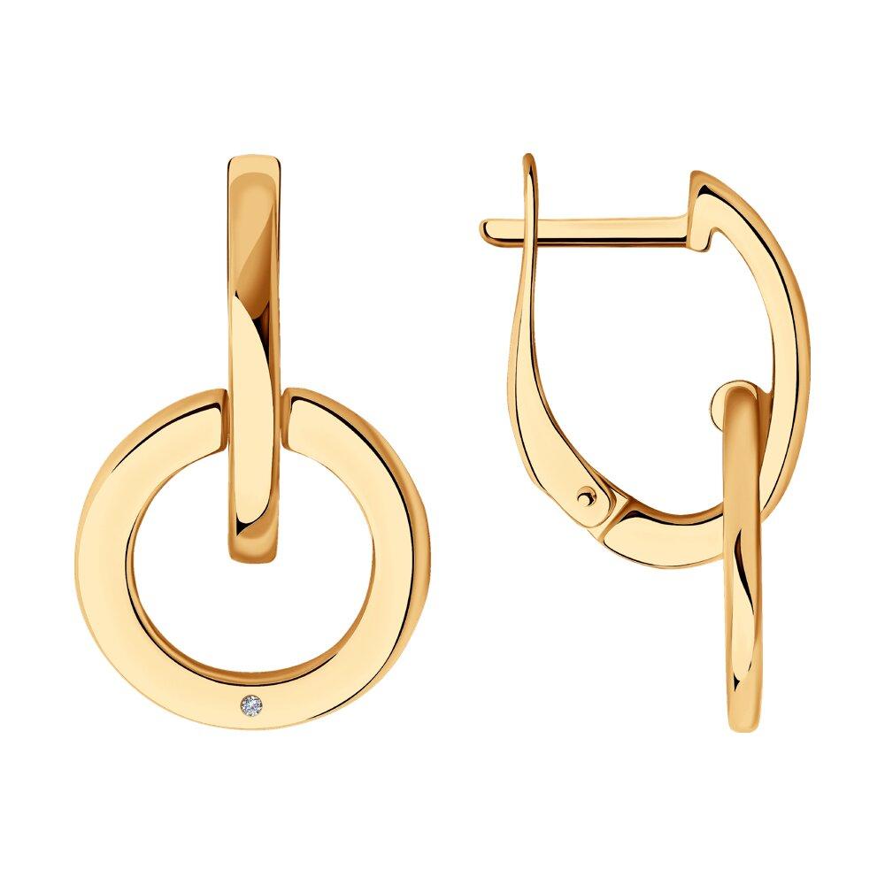 Серьги из золочёного серебра с бриллиантами из серебро