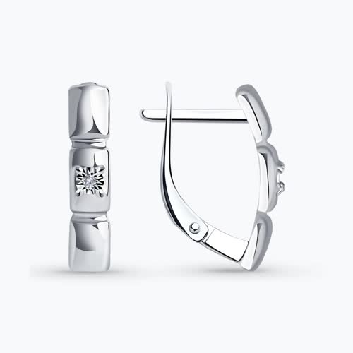 Серьги из серебра с бриллиантами - видео на модели