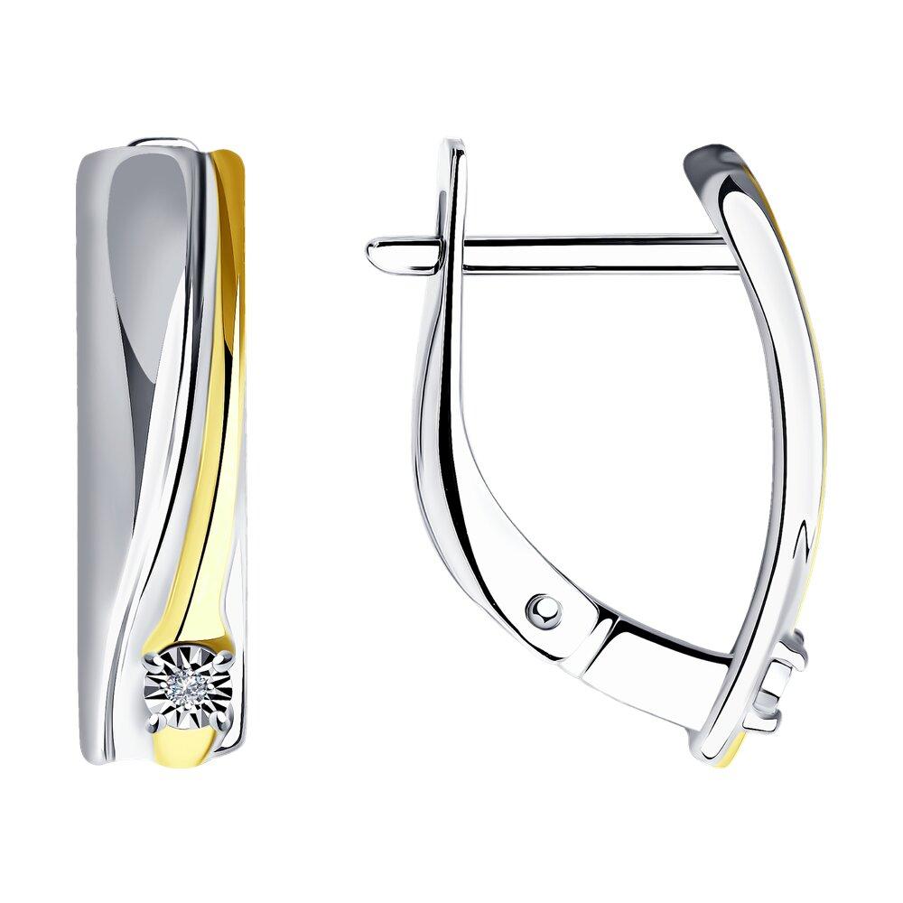 Серьги из золочёного серебра с бриллиантами - видео на модели