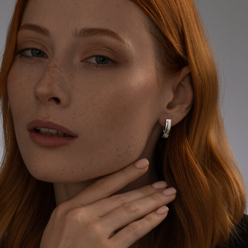 Серьги из золочёного серебра с бриллиантами из серебро — вид 4