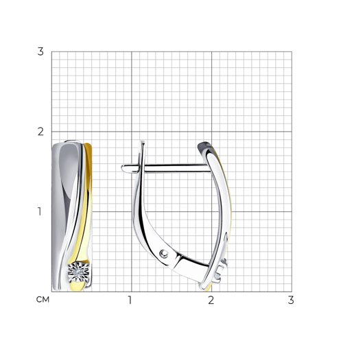 Серьги из золочёного серебра с бриллиантами из серебро — вид 5