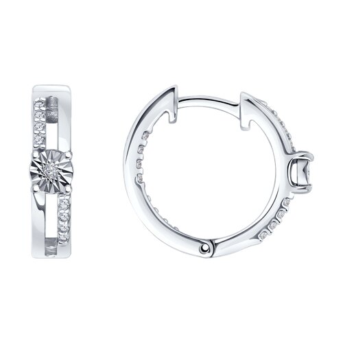 Серьги из серебра с бриллиантами и фианитами