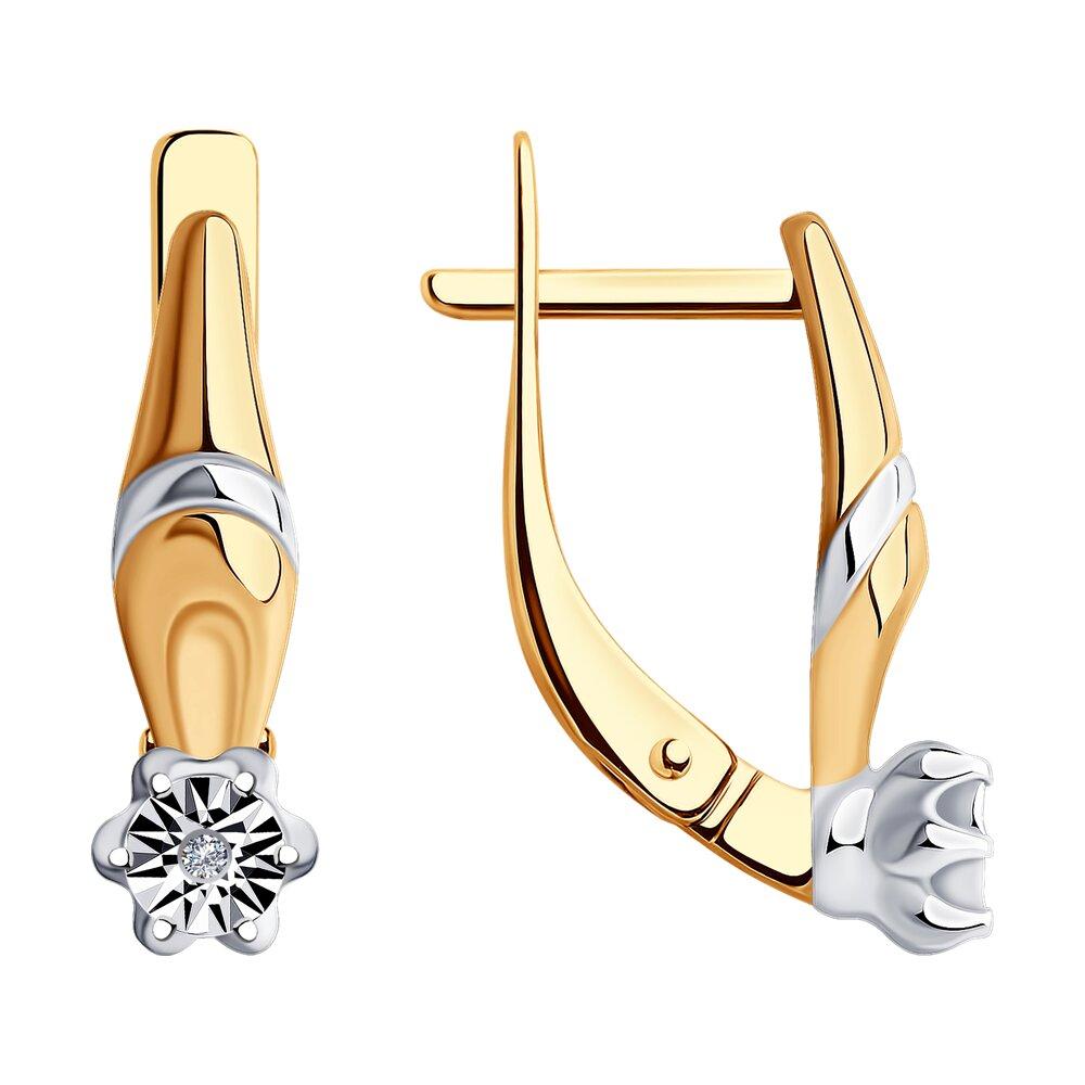 Серьги из золочёного серебра с бриллиантами - видео на модели