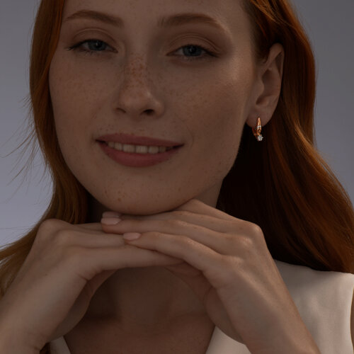 Серьги из золочёного серебра с бриллиантами из серебро — вид 3