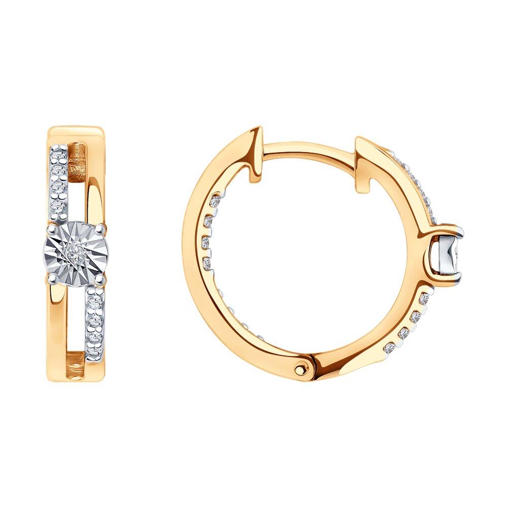 Серьги из золочёного серебра с бриллиантами и фианитами - видео на модели