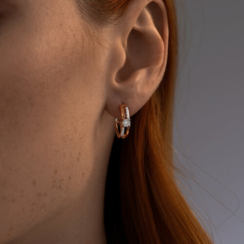 Серьги из золочёного серебра с бриллиантами и фианитами из серебро — вид 2