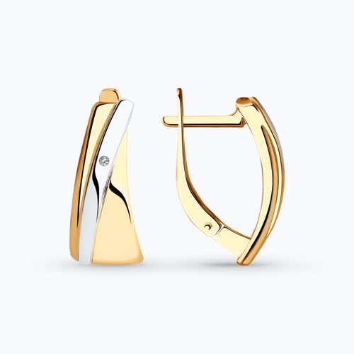 Серьги из золочёного серебра с бриллиантами - видео на модели