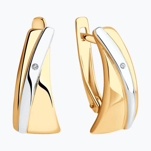 Серьги из золочёного серебра с бриллиантами из серебро — вид 2