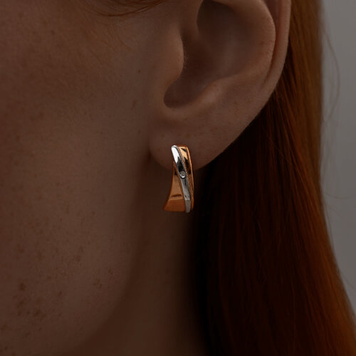 Серьги из золочёного серебра с бриллиантами из серебро — вид 3