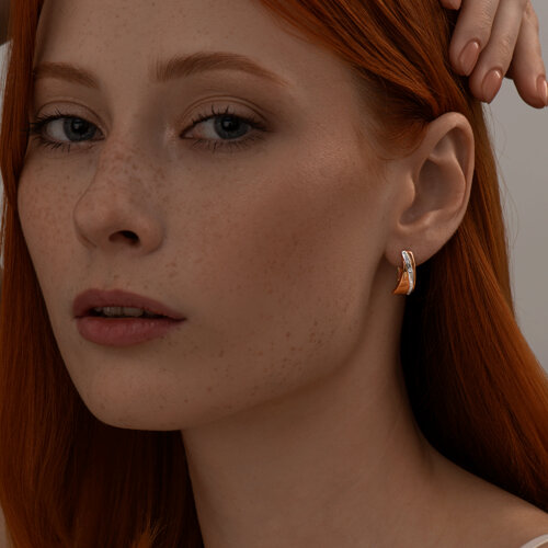 Серьги из золочёного серебра с бриллиантами из серебро — вид 4