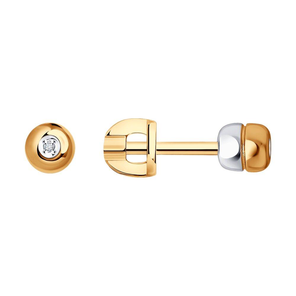 Серьги пусеты  из золочёного серебра с бриллиантами - видео на модели