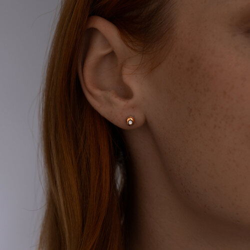 Серьги пусеты  из золочёного серебра с бриллиантами из серебро — вид 3